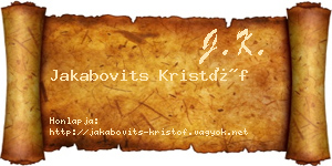 Jakabovits Kristóf névjegykártya