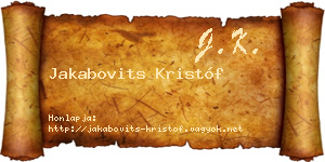 Jakabovits Kristóf névjegykártya